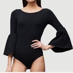 Frame black body suit with ruffle sleeves. Size medium